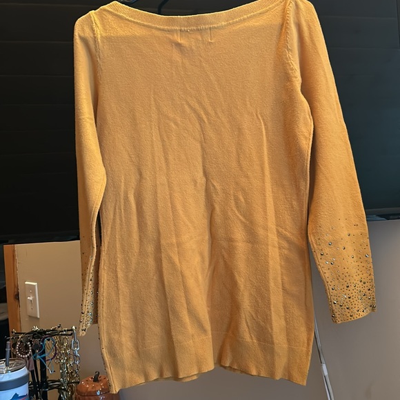 Mustard, yellow sweater with sparkly, studs all over the front and sleeves - Picture 8 of 8